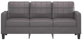 Sofá de 3 lugares 180 cm couro artificial cinza