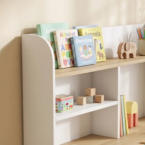 Secretária Infantil com Prateleira (CADEIRA NÃO INCLUIDA), 3 Compartimentos e Gaveta – Mesa de Estudo 80x50x100 cm, Branco, 3-8 Anos
