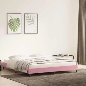Estrutura de cama com colchão 200x210 cm veludo rosa