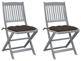 vidaXL Cadeiras exterior dobráveis c/ almofadões 2 pcs acácia maciça