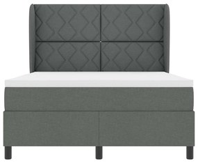 Cama com Estrado e Colchão Cinza Escuro 160x200 cm em Tecido