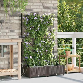 vidaXL Plantadores de jardim com sistema de irrigação, 2 peças, castanho