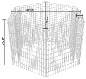 Canteiro elevado/cesto gabião hexagonal 160x140x100 cm