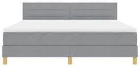 Cama Box Spring com Colchão e LED Cinza Claro 180x200 cm Tecido