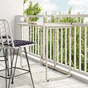 Mesa de jardim dobrável 90x51x75 cm vime PE cinzento-claro