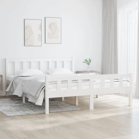 810660 vidaXL Estrutura de cama 140x190 cm madeira maciça branco