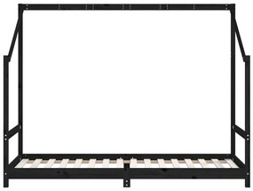 Estrutura de cama infantil 90x200 cm pinho maciço preto