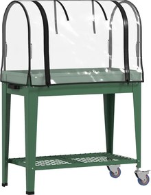 Estufa de Cultivo com Rodas 80x40x120 cm Horta Urbana Elevada com Cobertura de Estufa para Cultivar Plantas Flores Verde