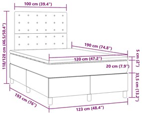 Cama boxspring com colchão 120x190 cm veludo cinzento-claro