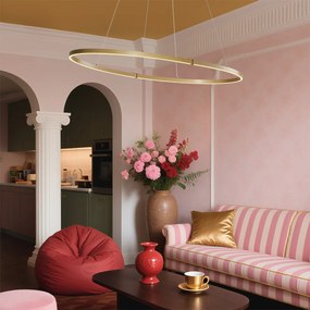 Candeeiro suspenso de design latão 120cm Incl. LED regulável em 3 níveis - Ovallo