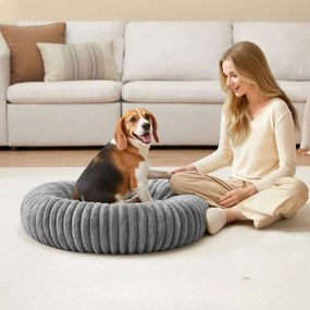 Cama para cães com 80 cm de diâmetro, lavável, cinzenta