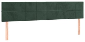 Cabeceira de cama c/luzes LED veludo 200x5x78/88cm verde-escuro