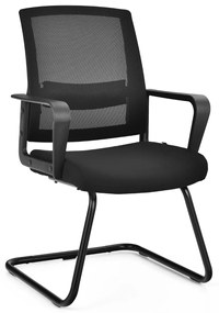 Cadeira de escritório Forma de marreta Encosto em rede ergonómica Assento almofadado Apoio lombar regulável 60 x 54,5 x 94 cm Preto