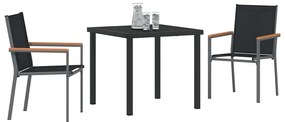Conjunto de Jantar para Jardim 3 Peças - Preto, Textilene e Aço