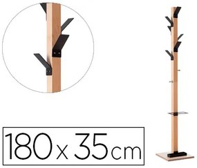 Cabide de Madeira Paperflow Faia 8 Suportes Preto Altura 180 cm