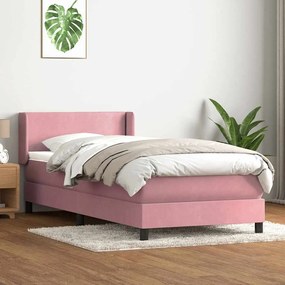 Cama com molas/colchão 100x220 cm veludo Rosa