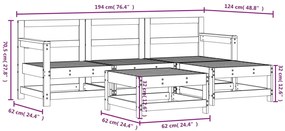5 pcs conjunto lounge de jardim madeira de douglas maciça