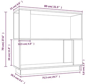 Estante/divisória 80x25x70 cm pinho maciço cinza