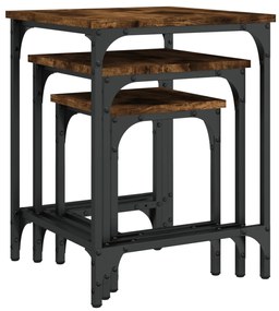 Mesas de centro encastrar 3 pcs deriv. madeira carvalho fumado