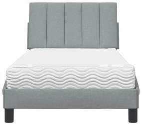 Cama com colchão 80x200 cm tecido cinzento-claro