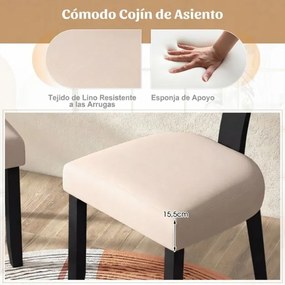 Conjunto de 2 cadeiras de jantar em madeira de borracha, com assento estofado, encosto largo e rattan; para sala de estar, quarto ou restaurante; pret