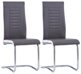 vidaXL Cadeiras de jantar cantilever 2 pcs couro artificial cinzento