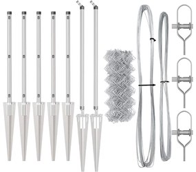 Conjunto de Postes de Cerca Prateado 10 x 1 m Aço galvanizado