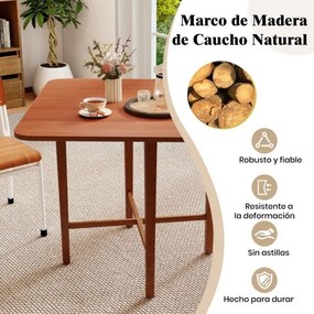 Mesa de jantar 90 x 90 x 74,5 c quadrada dobravel de madeira com 2 painéis rebatíveis e pernas de madeira maciça para sala de estar Cor Nogueira