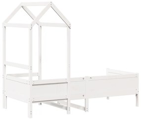 Sofá-cama c/ telhado 90x190 cm madeira de pinho maciça branco