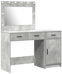 Conjunto de Mesa de Maquilhagem de 2 Peças Cinza Concreto com LED em M