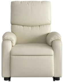 Poltrona reclinável elevatória couro artificial cor creme