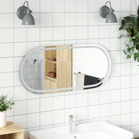 vidaXL Espelho de casa de banho com luzes LED oval 100x45 cm