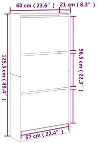 Sapateira 60x21x125,5 cm derivados de madeira branco