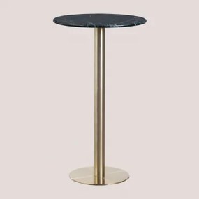 Mesa Alta De Bar Redonda Ø60 Cm Em Mármore Cosmopolitan Mármore Verde & Ouro Champagne - Sklum
