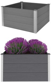 Canteiro elevado para jardim WPC 100x100x54 cm cinzento