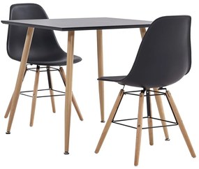 vidaXL 3 pcs conjunto de jantar plástico preto