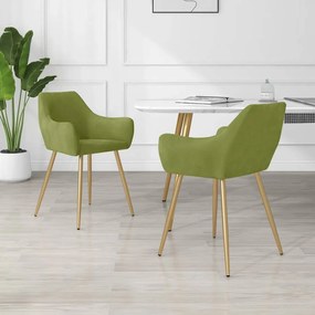 vidaXL Cadeiras de jantar 2 pcs veludo verde-claro
