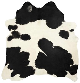 Tapete em pele de vaca genuína 150x170 cm preto e branco