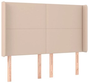 Cabeceira cama c/ LED couro artif. 147x16x118/128 cm cappuccino