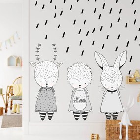 Animais a preto e branco - autocolantes para o quarto das crianças