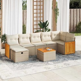 vidaXL 8 pcs conjunto de sofás p/ jardim com almofadões vime PE bege
