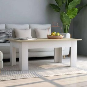 vidaXL Mesa de centro 100x60x42 cm contraplacado cor branco/carvalho