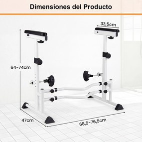 Apoio para se levantar da sanita com braços de apoio, altura ajustável de 64 a 74 cm, Estrutura metálica, braçadeiras e barra de segurança para idosos