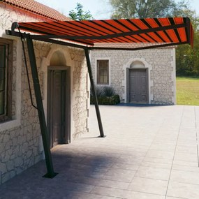 Toldo retrátil manual com postes 4x3 m laranja e castanho