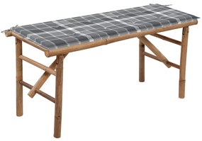 vidaXL Banco de jardim dobrável com almofadão 118 cm bambu