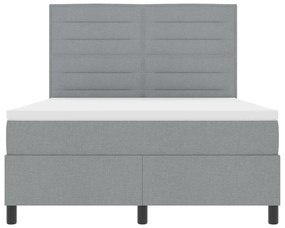 Cama Box Spring com Colchão Cinza Claro 140x200 cm Tecido