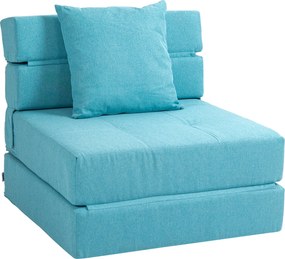 Poltrona-sofá-cama convertível de 1 lugar com 1 almofada com capa removível, tecido azul