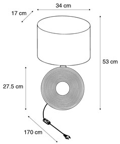 Candeeiro de mesa clássico cinzento aço - Ollo Candeeiro de mesa clássico cinzento aço - Ollo Candeeiro de mesa clássico cinzento aço - Ollo Clássico / Antigo