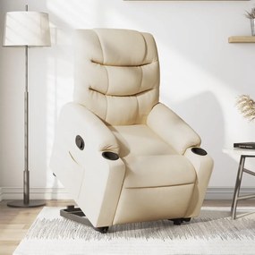 vidaXL Poltrona reclinável elevatória tecido cor creme
