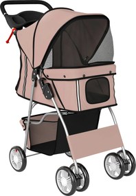 Carrinho para Cães Pequenos com Cesto de Armazenamento Suporte para Copos Rodas e Almofada Lavável 77x44x102 cm Castanho